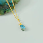 Dainty Smooth Briolette Labradorite Necklace Sterling Silver or 14k Gold