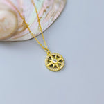 Dainty Diamond and Gold Compass Necklace handmade travel jewelry gift for graduation, adventurers compass pendant gift for daughter, sister