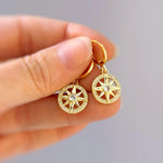 Gold North Star Earrings dangle gold Huggie Hoops dainty minimalist Polaris compass charms handmade jewelry gift for graduation, travelers