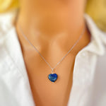 Dainty Lapis Heart Necklace, Faceted Lapis Lazuli Pendant 14k Gold Fill, Sterling Silver, September Birthstone Jewelry, Handmade in Michigan
