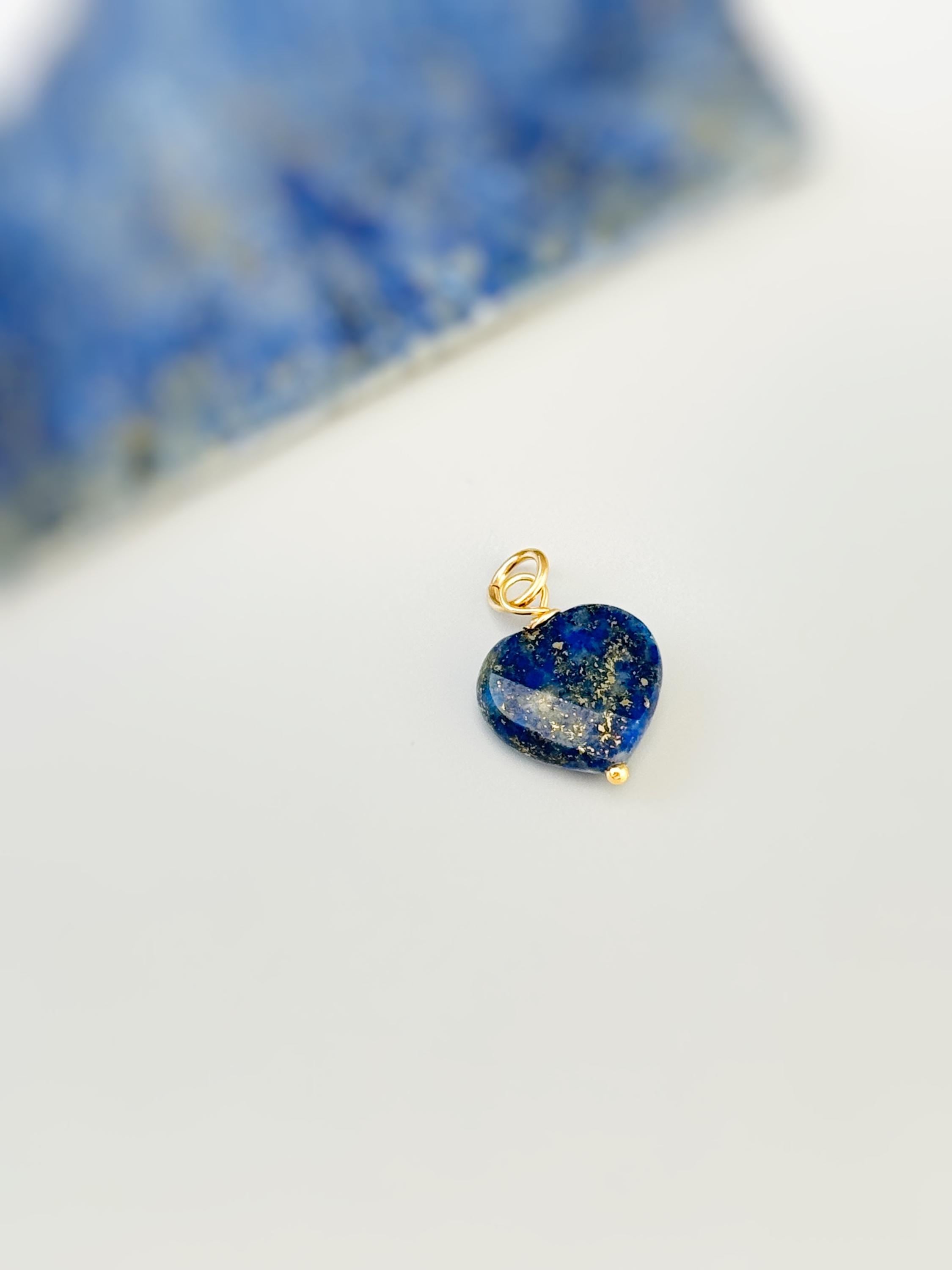 Dainty Lapis Heart Necklace, Faceted Lapis Lazuli Pendant 14k Gold Fill, Sterling Silver, September Birthstone Jewelry, Handmade in Michigan