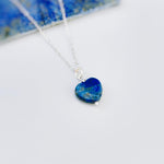 Dainty Lapis Heart Necklace, Faceted Lapis Lazuli Pendant 14k Gold Fill, Sterling Silver, September Birthstone Jewelry, Handmade in Michigan