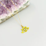 Gold Lotus Necklace, sterling silver Water Lily flower pendant for women minimalist handmade jewelry yoga gift for gardener July birthflower