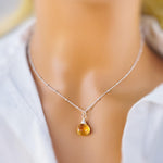 Dainty Citrine Necklace 14k Gold Fill, Sterling Silver November Birthstone Jewelry Faceted Yellow Gemstone Pendant Handmade Gift for Her