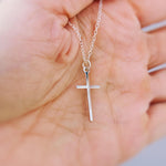 Dainty Cross Necklace in Gold or Silver Simple Minimalist Cross Pendant Religious Christian Jewelry Gift for Women Handmade in Michigan