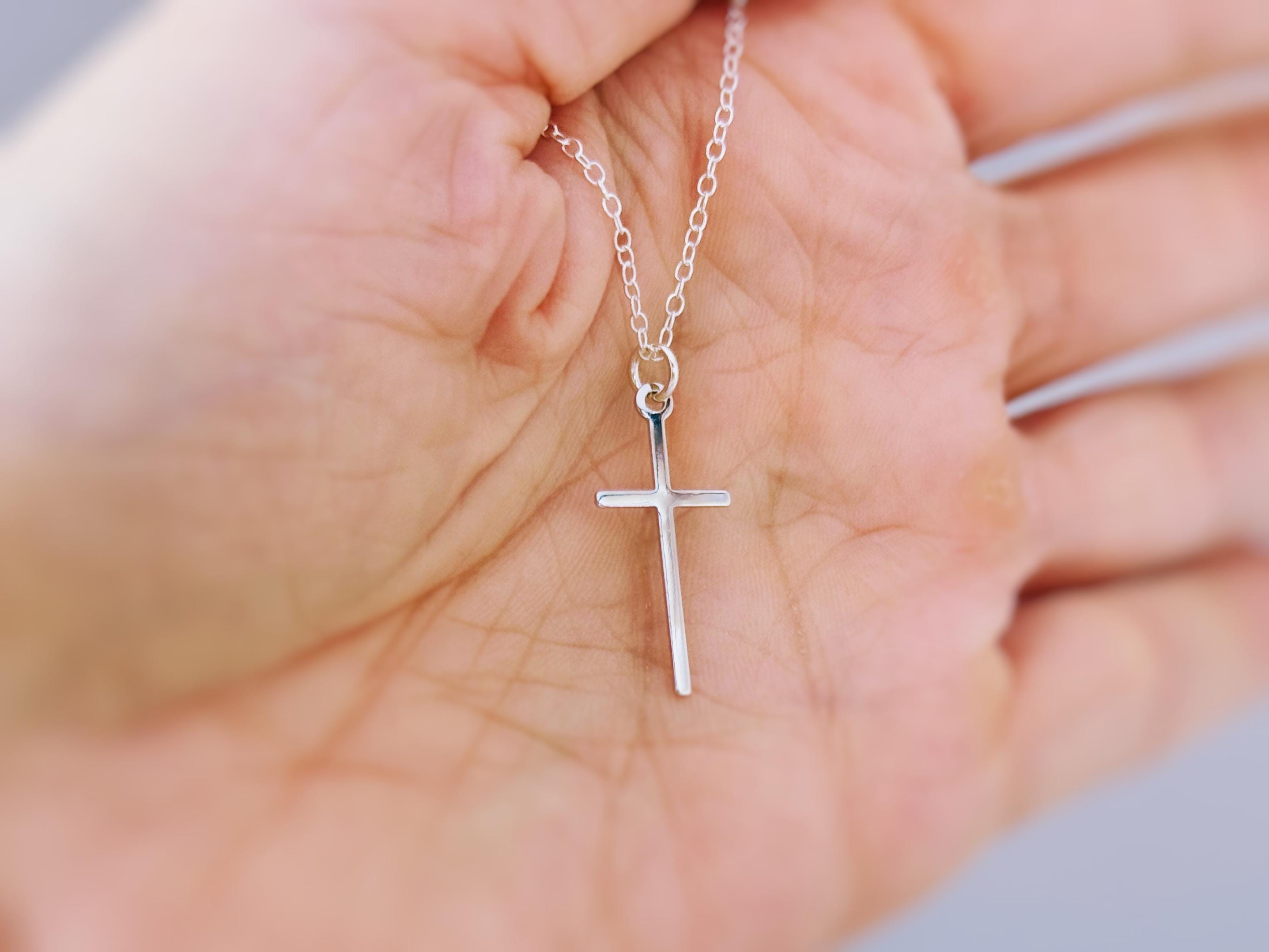 Dainty Cross Necklace in Gold or Silver Simple Minimalist Cross Pendant Religious Christian Jewelry Gift for Women Handmade in Michigan
