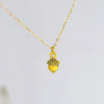 Dainty Acorn Necklace gold silver handmade Woodland Nature Autumn Fall Jewelry unique charm pendant gift for women adventurers, hikers, mom