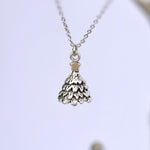 Silver Christmas Tree Necklace pine tree pendant handmade rustic nature jewelry gift for outdoor lovers  holiday party winter jewelry gift