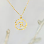Dainty Silver Wave Necklace Ocean Wave Pendant Beach Jewelry in Gold or Rose Gold Swimmer, Surfer Gift for water lover nature necklace