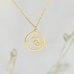Dainty Silver Wave Necklace Ocean Wave Pendant Beach Jewelry in Gold or Rose Gold Swimmer, Surfer Gift for water lover nature necklace