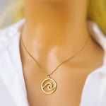 Dainty Silver Wave Necklace Ocean Wave Pendant Beach Jewelry in Gold or Rose Gold Swimmer, Surfer Gift for water lover nature necklace