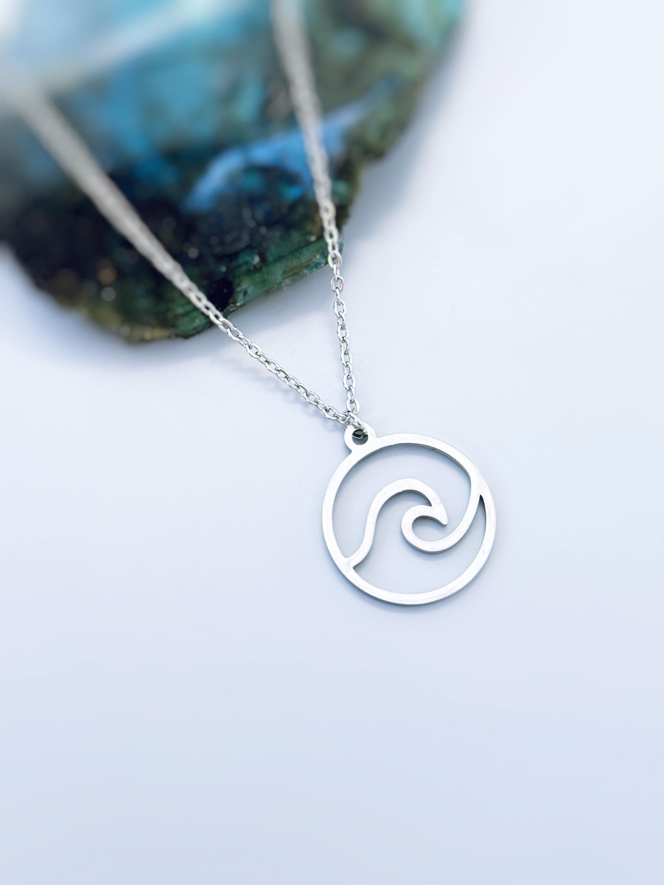 Dainty Gold Wave Necklace Ocean Wave Pendant Beach Jewelry in Silver Gold or Rose Gold Swimmer,  Surfer Gift for water lover nature necklace
