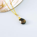 Dainty Smoky Quartz Necklace 14k Gold Fill, Sterling Silver handmade brown gemstone Jewelry  Handmade Gift for wife, sister, girlfriend mom