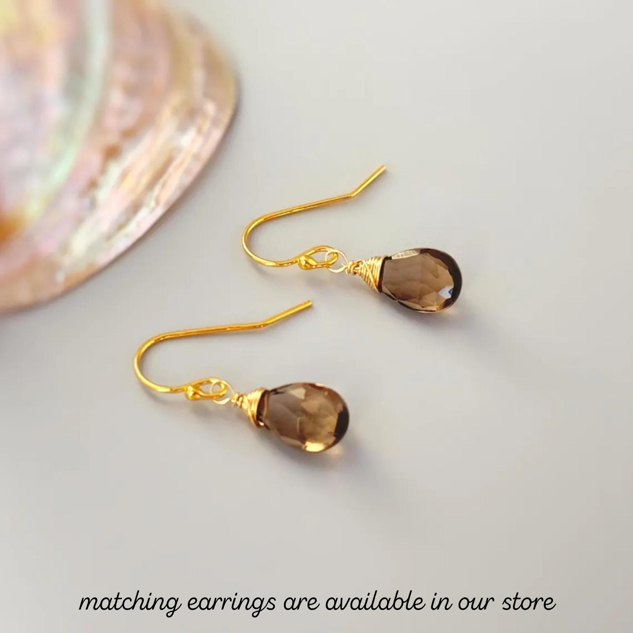 Dainty Smoky Quartz Necklace Sterling Silver, 14k Gold Fill handmade brown gemstone Jewelry Handmade Gift for wife, sister, girlfriend mom