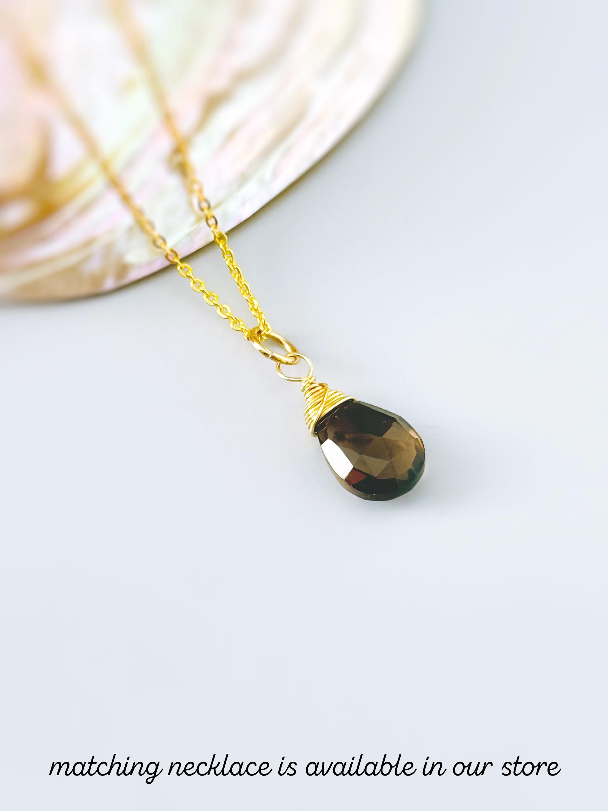 Dainty Smoky Quartz Earrings dangly sterling silver 14k gold boho dangle Quartz gemstone handmade jewelry for women gift for wife, mom