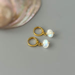 Dainty Moonstone Hoop Earrings Silver, Gold, Rose Gold Minimalist Huggie Hoop Dangle Earrings June Birthstone Jewelry Handmade gift for wife