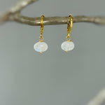 Dainty Moonstone Hoop Earrings Silver, Gold, Rose Gold Minimalist Huggie Hoop Dangle Earrings June Birthstone Jewelry Handmade gift for wife