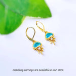 Dainty Gold Jellyfish Necklace handmade beach jewelry unique aqua blue crystal ocean pendant gift for surfers, swimmers, sister daughter mom