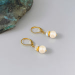 Pearl and Moonstone Earrings Dangle Sterling Silver, 14k Gold Handmade Gemstone Freshwater Pearl Jewelry June birth stone gift for mom, wife