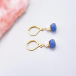 Dainty Pearl and Tanzanite Earrings dangle 14k gold , Sterling Silver handmade purple gemstone freshwater pearl jewelry December birthstone