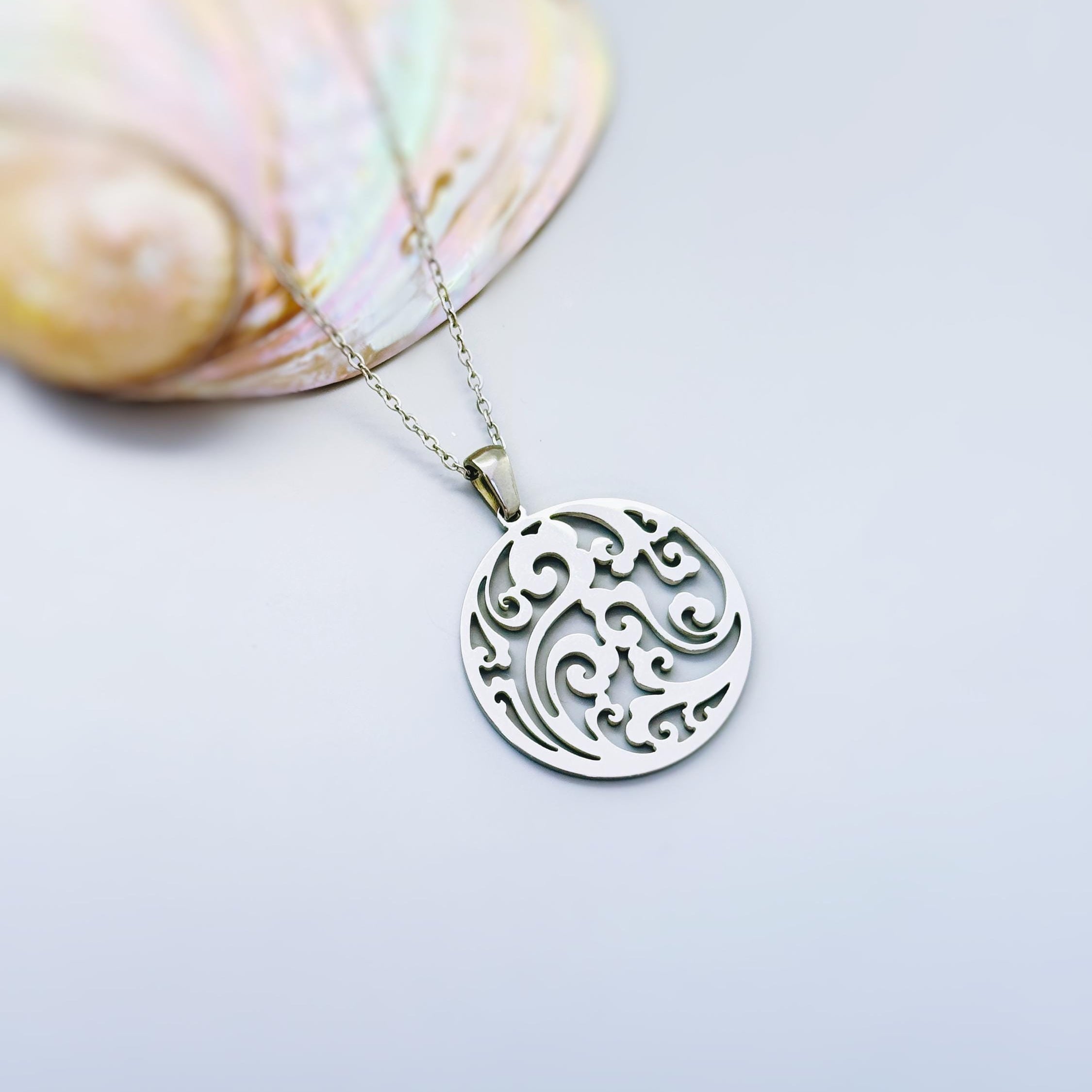 Silver Filigree Cloud Necklace sky wave pendant handmade jewelry gift for outdoor nature lovers and adventurers daughter, sister, friend