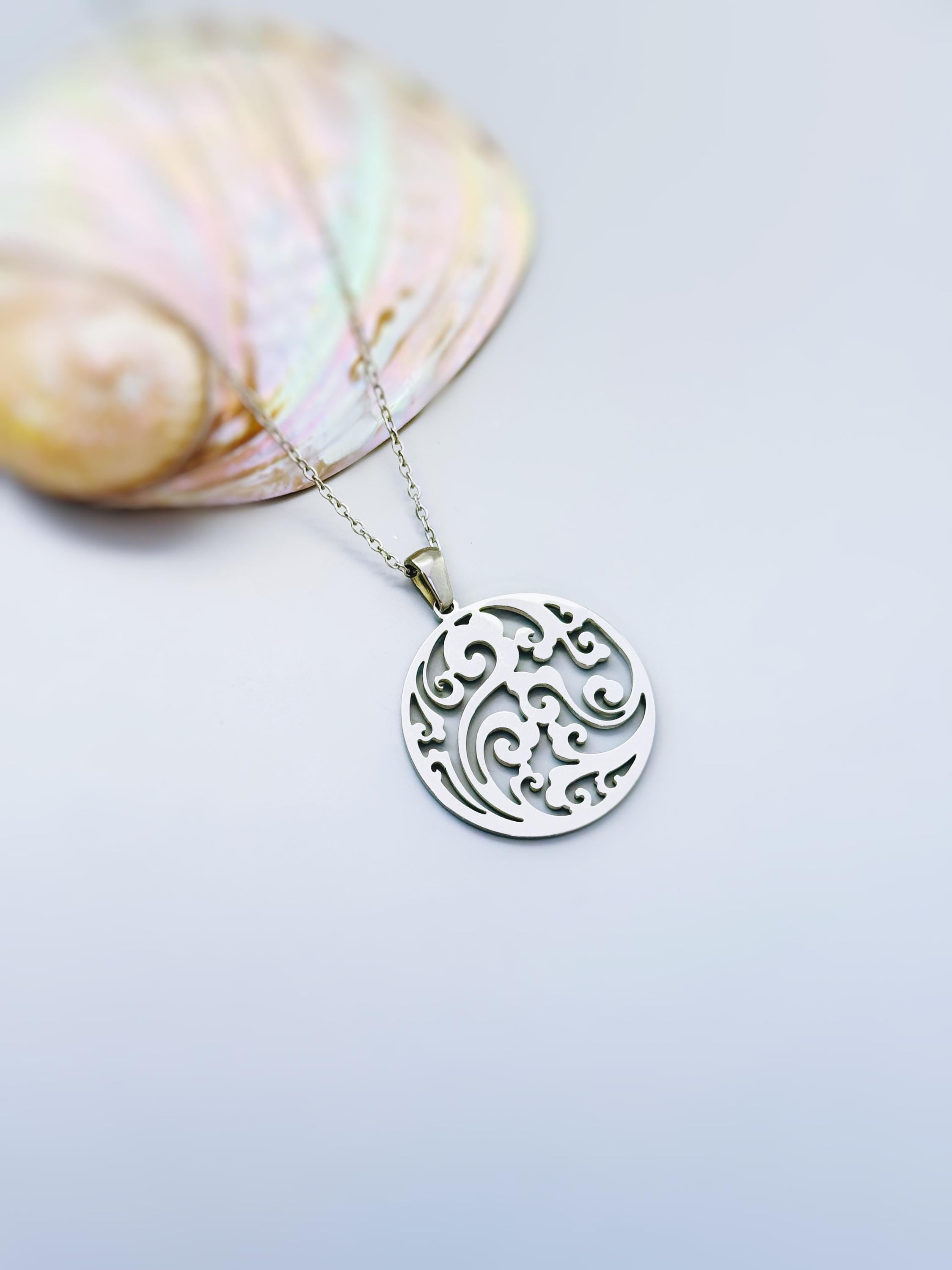 Silver Filigree Cloud Necklace sky wave pendant handmade jewelry gift for outdoor nature lovers and adventurers daughter, sister, friend