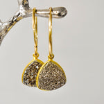 Sparkling Druzy Hoop Earrings Minimalist Modern Druzy Hoops