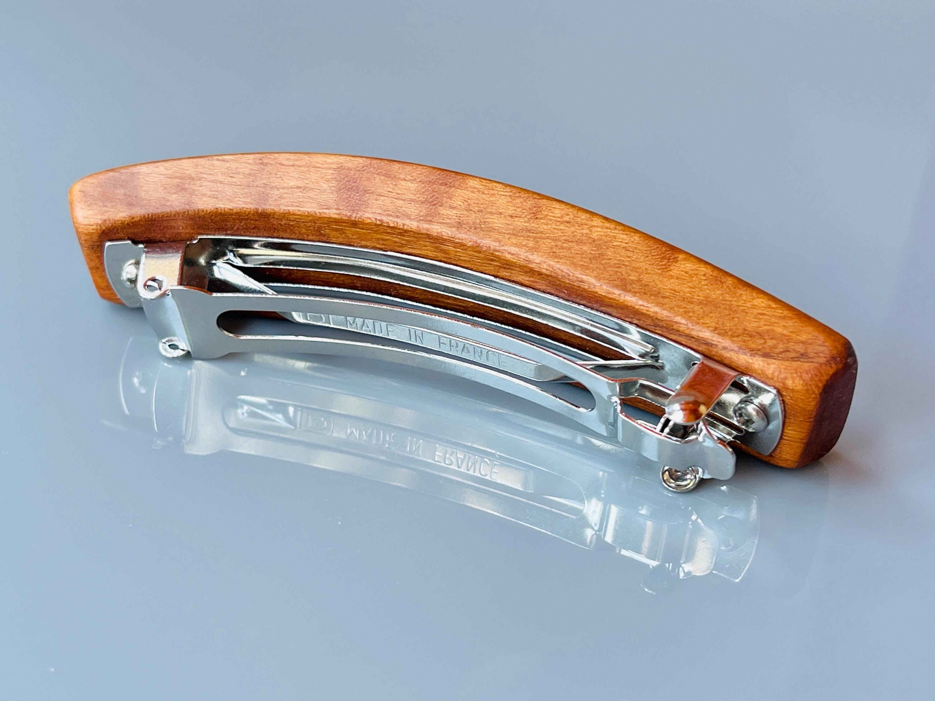 Hair Clip for women Medium Flame Cherry wood barrette for fine hair