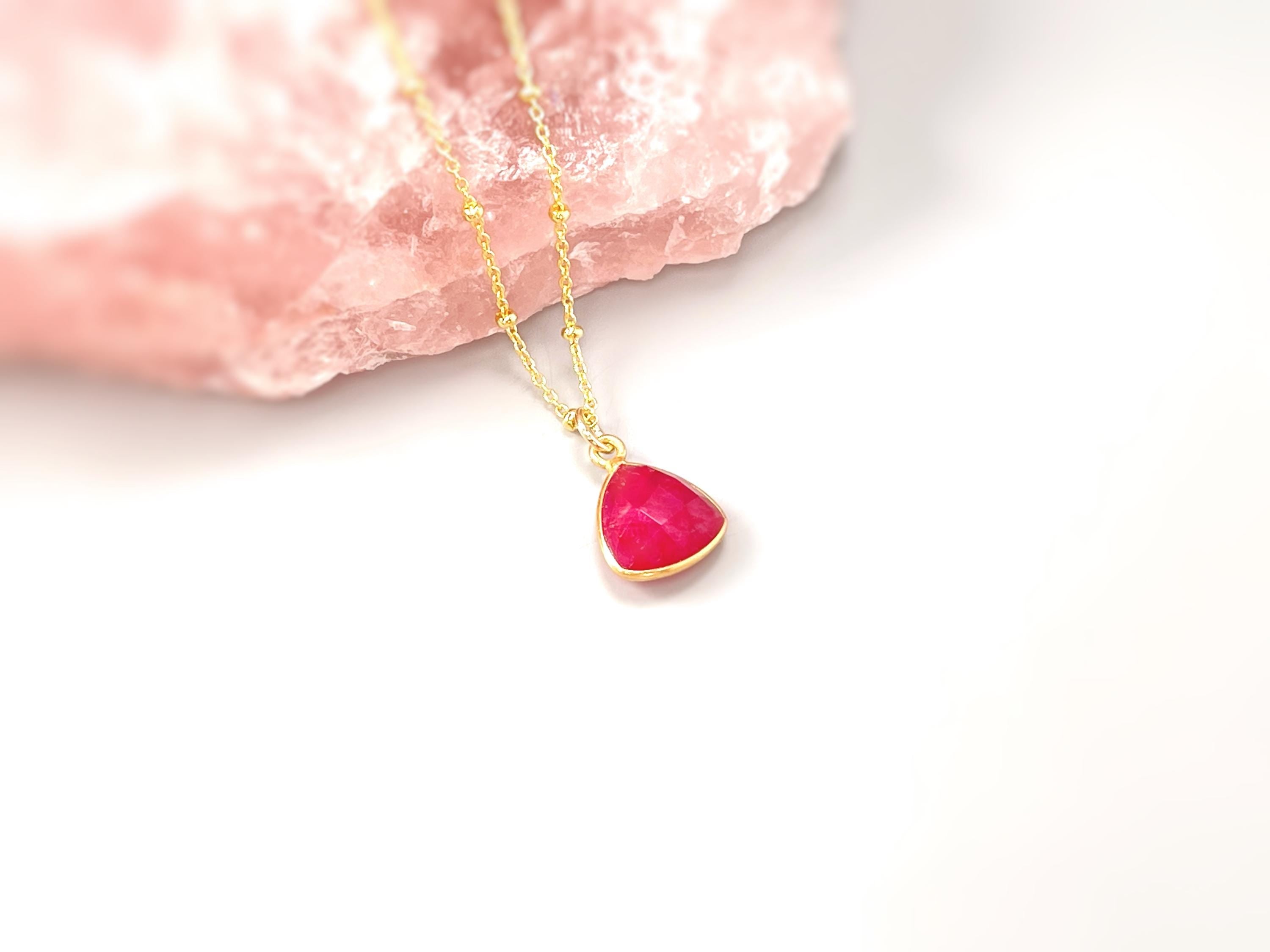 Ruby Necklace 14k Gold, Sterling Silver Handmade July Birthstone Jewelry for women red gemstone Valentines Day gift for wife girlfriend mom