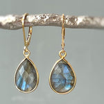 Labradorite earrings 14k Gold Sterling Silver Dangly Blue Gemstone Lever backs Labradorite Jewelry Vermeil and gold fill dangle earrings