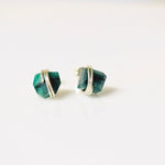 Raw Emerald Stud Earrings Organic Gemstone Stud Earrings