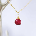 Dainty Genuine Ruby Necklace in Sterling Silver, 14k Gold, or Rose Gold