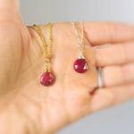 Dainty Genuine Ruby Necklace in Sterling Silver, 14k Gold, or Rose Gold