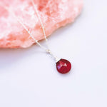 Dainty Ruby Necklace 14k Gold Fill, Sterling Silver July Birthstone Jewelry Faceted red Gemstone Pendant Handmade Gift for girlfriend, wife