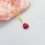 Dainty Genuine Ruby Necklace in Sterling Silver, 14k Gold, or Rose Gold