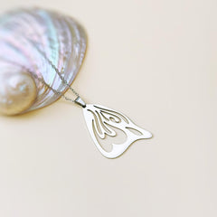 Silver Monarch Wing Butterfly Necklace handmade minimalist jewelry gift for nature lovers gardeners sisters friends statement necklace steel