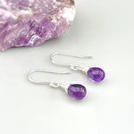 Amethyst Earrings dangle, sterling silver boho 14k gold dangly purple gemstone lightweight everyday jewelry for women February  Birthstone