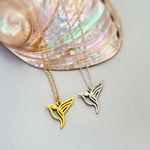 Hummingbird Necklace Sterling Silver Gold handmade jewelry unique nature boho charm pendant necklace gift for bird lover friend daughter mom