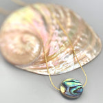 Abalone Shell Necklace 14k Gold, Sterling Silver Handmade Summer jewelry iridescent paua shell abalone minimalist jewelry for beach wedding