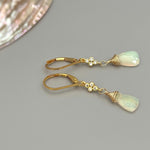 Opal earrings dangle, 14k Gold, Rose Gold, Sterling Silver dangly boho handmade crystal jewelry for women, bridesmaids, gift for wife