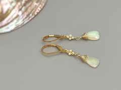Opal earrings dangle, 14k Gold, Rose Gold, Sterling Silver dangly boho handmade crystal jewelry for women, bridesmaids, gift for wife