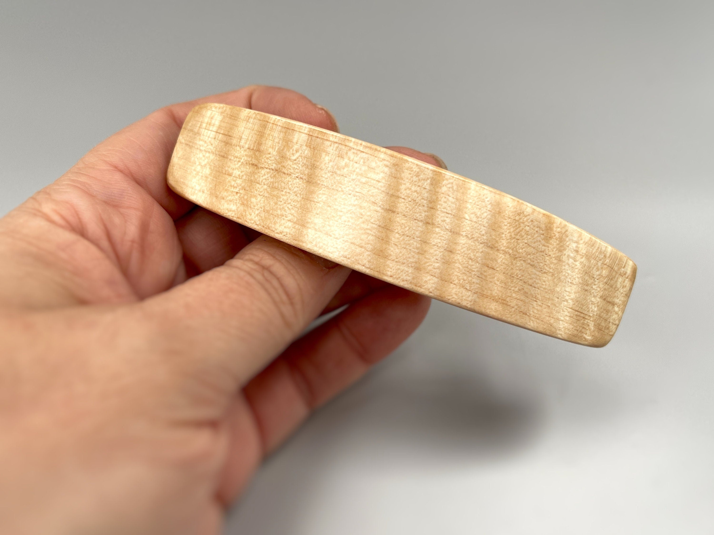 Wooden hair clip for women with thick hair Large Curly Maple light wood barrette for long hair metal hair clip claw 5th anniversary gift