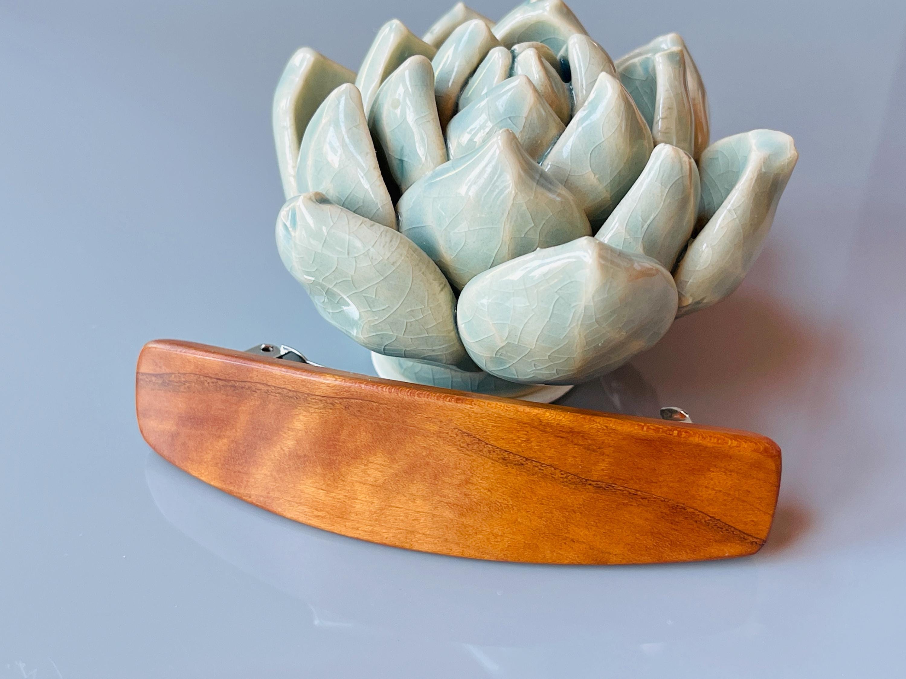 Cherry Wood barrette Large Hair Clip for women with thick long hair red wood barrette for men 5th Anniversary gift for wife, girlfriend