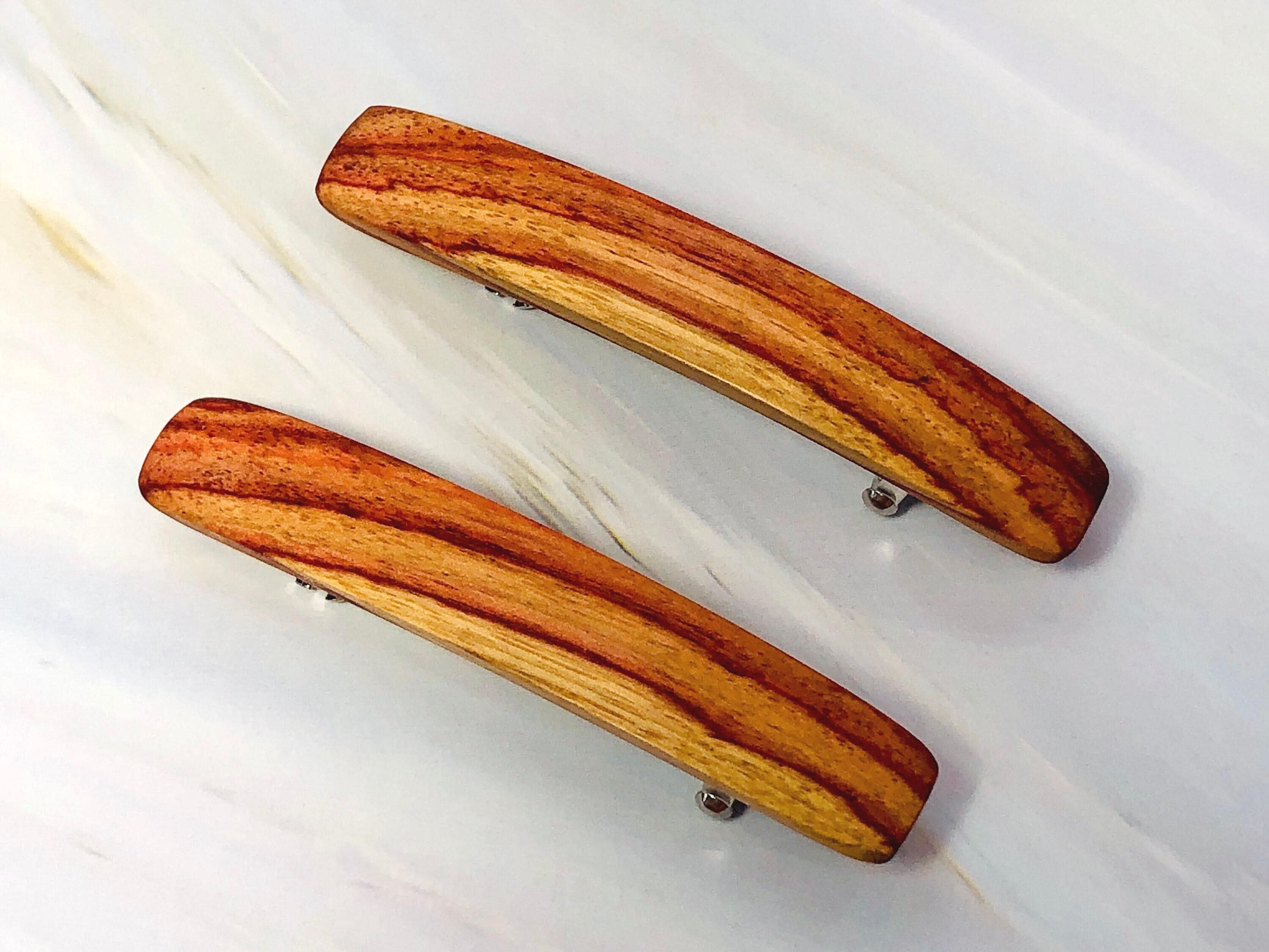 Wood Hair Clips French barrettes for women with short hair Tulipwood Rosewood hair accessories for fine hair 5th anniversary gift for women