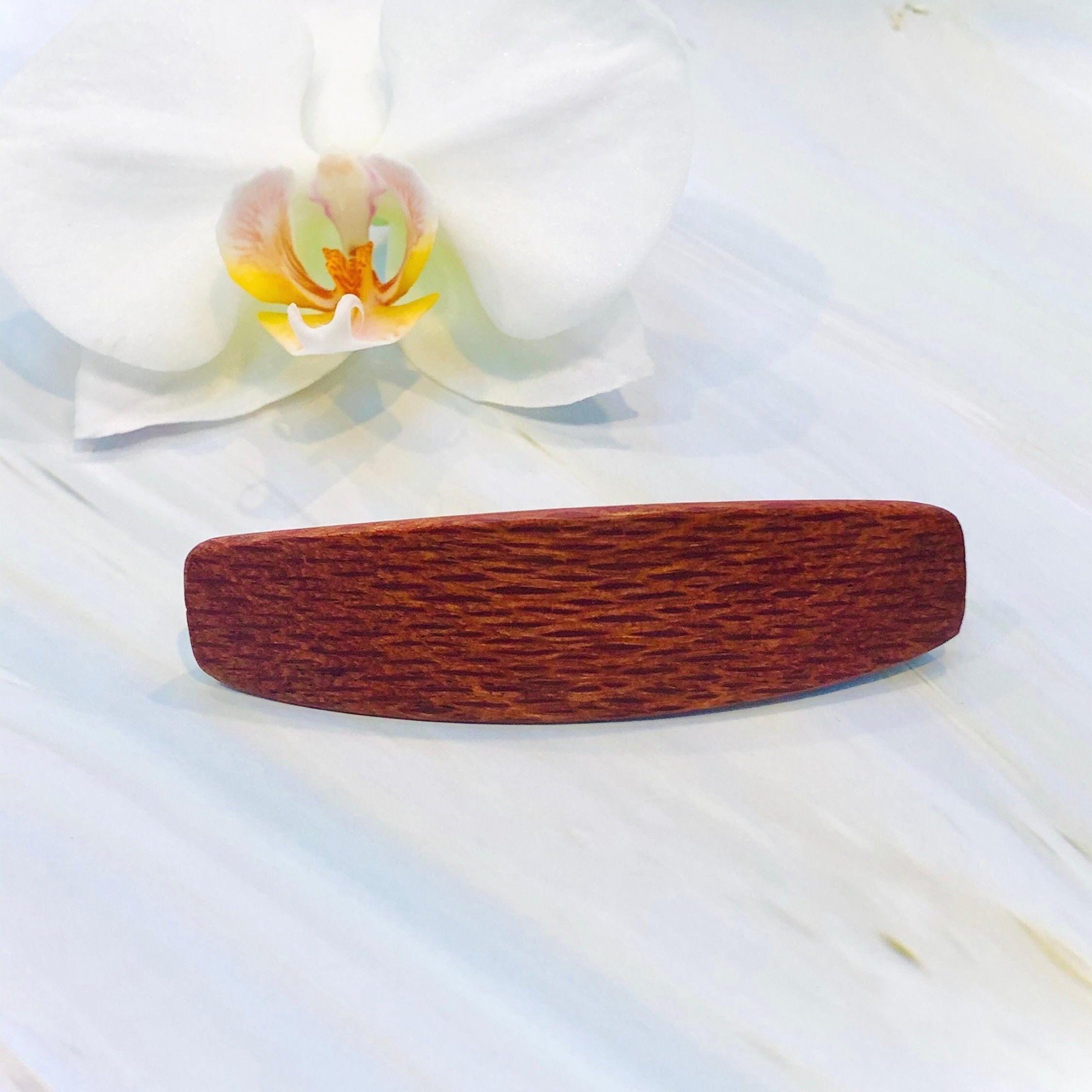 Wood Hair Clip for Long Hair wooden Barrette for women Medium Lacewood hair clasp red wood metal barrette wooden gift for wife, stocking