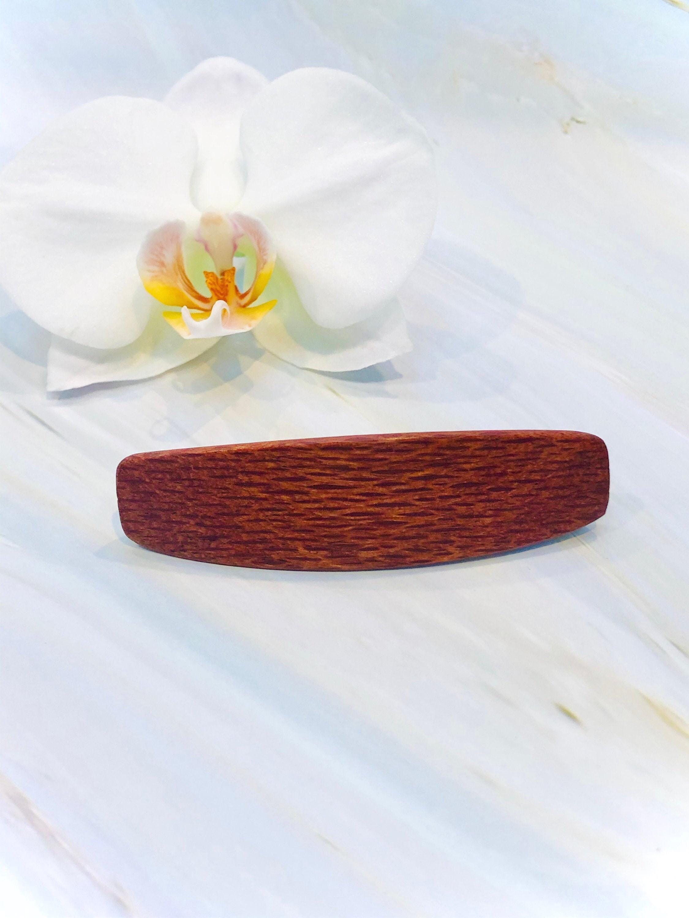 Wood Hair Clip for Long Hair wooden Barrette for women Medium Lacewood hair clasp red wood metal barrette wooden gift for wife, stocking