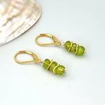 Peridot Earrings dangle, drop 14k gold, sterling silver, rose gold dangly green gemstone lightweight August Birthstone jewelry for women mom