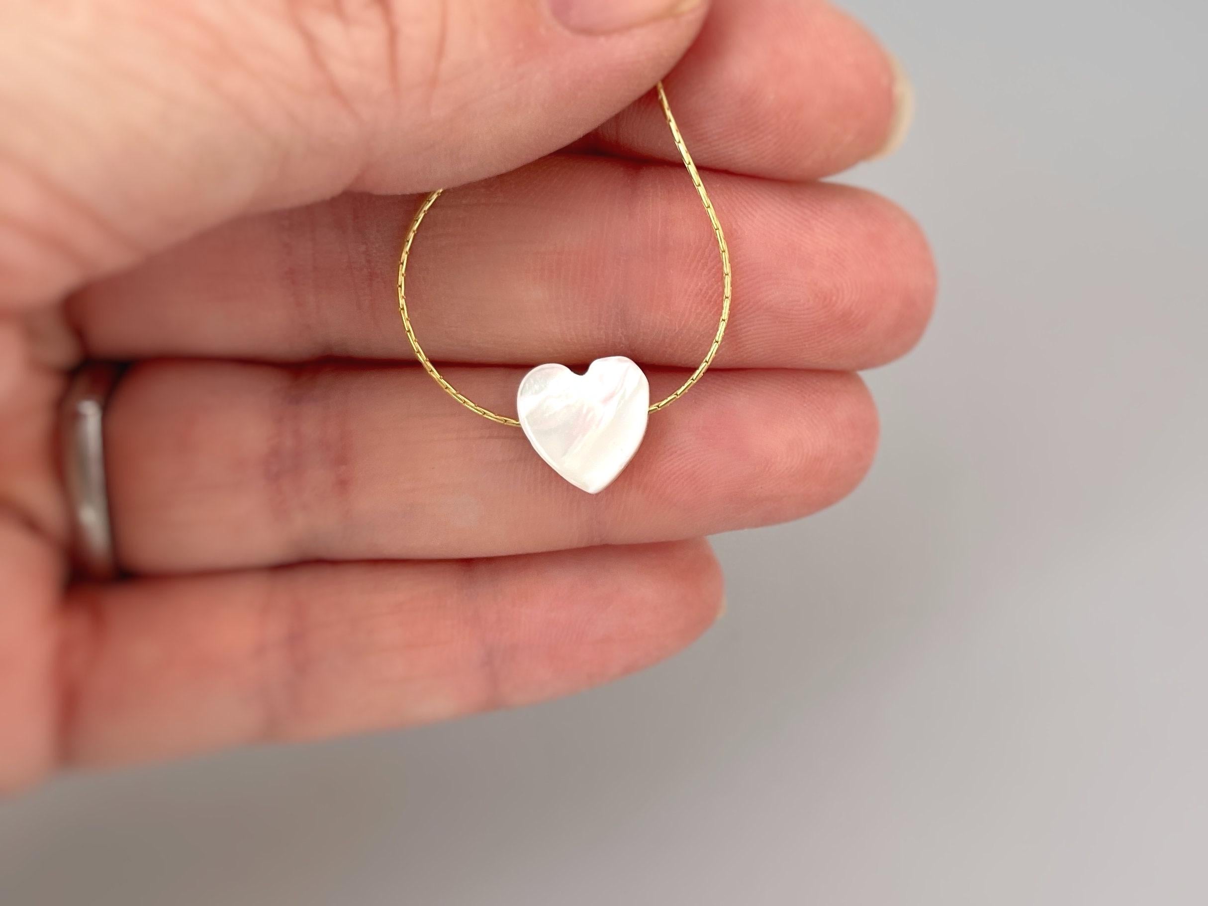 Dainty Heart Necklace, Mother of Pearl shell choker necklace gold, sterling silver, handmade beachy summer jewelry for bridesmaids, mom