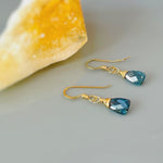 Moss Kyanite Earrings Dangle drop 14k Gold fill, Sterling Silver, 14k Solid Gold Teal Blue Moss Kyanite dangly Artisan Handmade crystal Jewelry