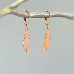Rose Gold Feather Earrings Dangle